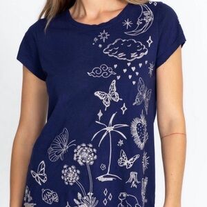 Johnny Was Midnight Blue Noah Cap Sleeved Tee - Womens Small - NWOT